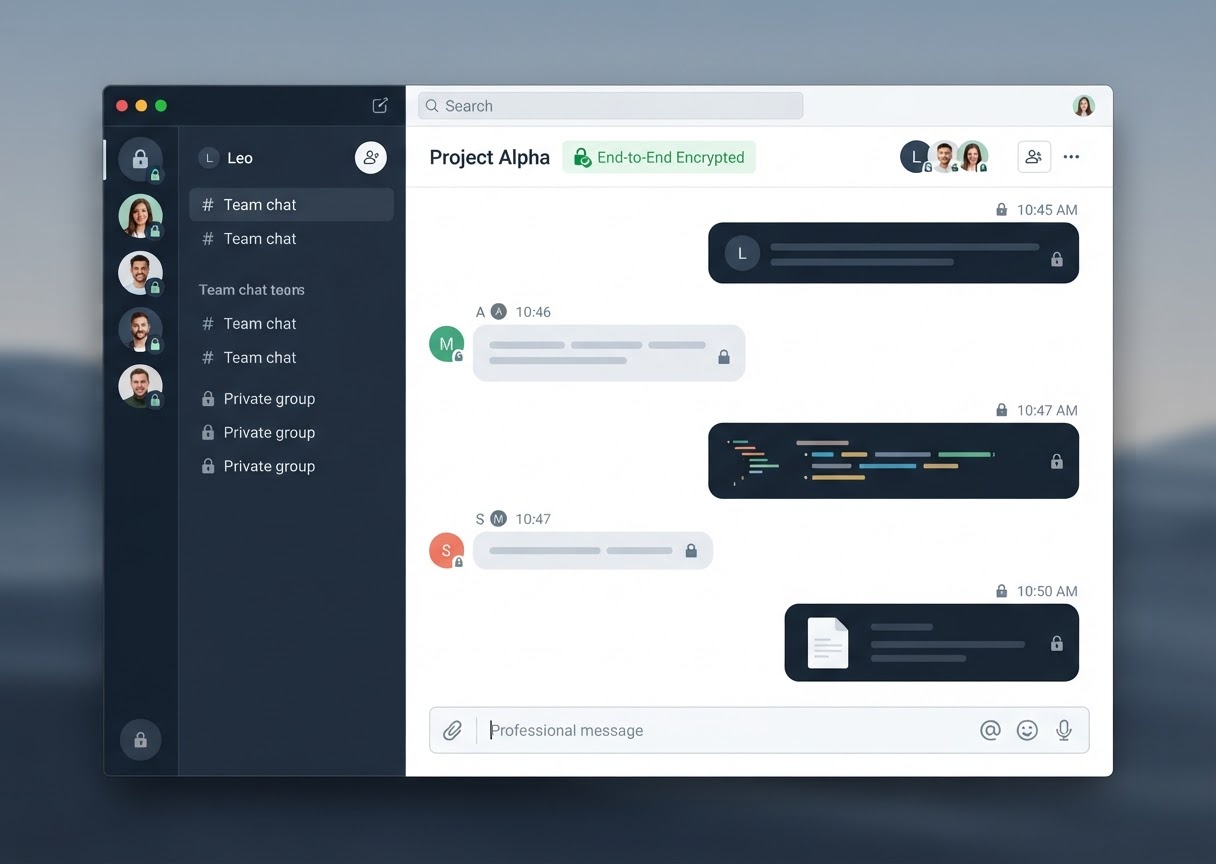 Mockup of a secure corporate messaging system
